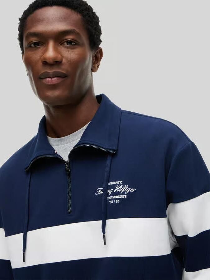TOMMY HILFIGER Heren Truien & Vesten Nautical Block Stripe 1 4 Zip Donkerblauw - Foto 5