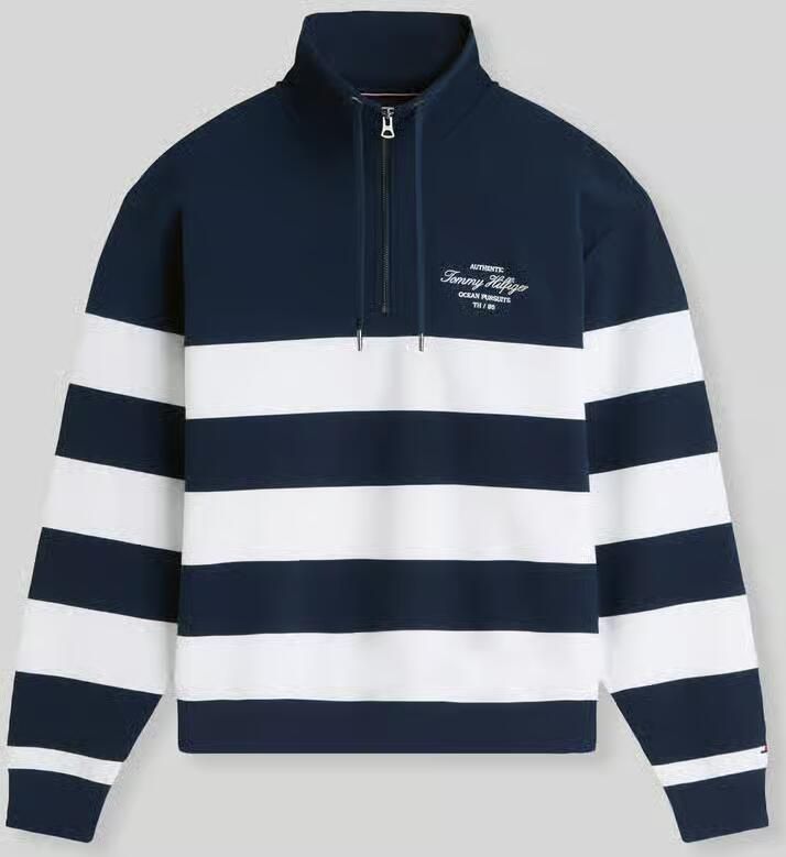 TOMMY HILFIGER Heren Truien & Vesten Nautical Block Stripe 1 4 Zip Donkerblauw - Foto 6