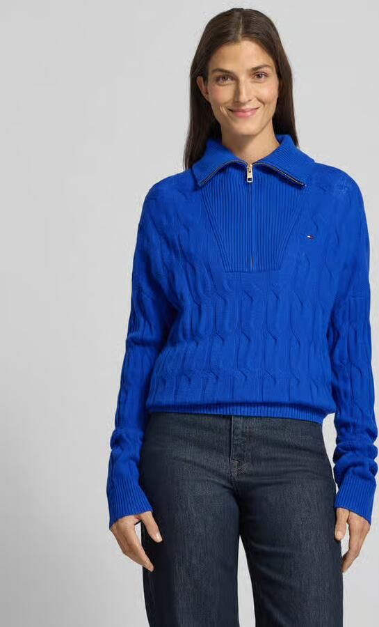 Tommy Hilfiger Schipperstrui SOFT WOOL CABLE 1 2 ZIP LS SWT met kabelpatroon van zuivere wol - Foto 7
