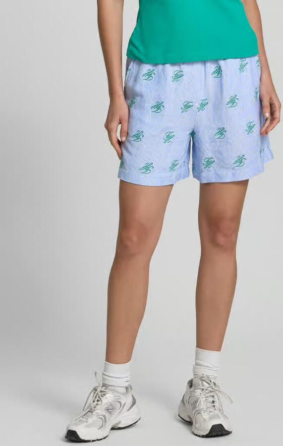 Tommy Hilfiger relaxed fit short met gestikt logo van linnenmix - Foto 6