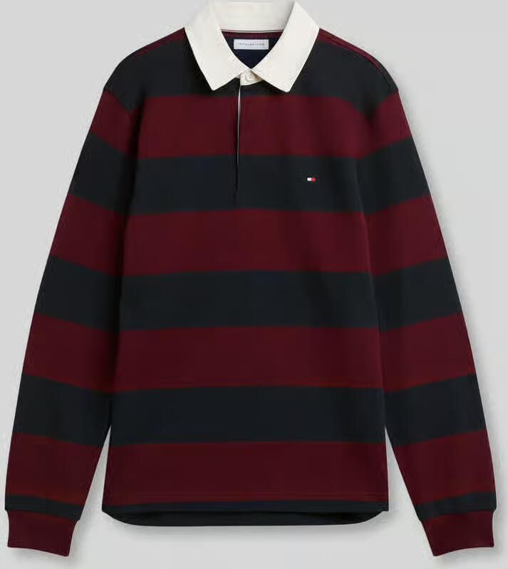 Tommy Hilfiger Rugby regular fit gestreepte sweater bordeaux donkerblauw - Foto 10