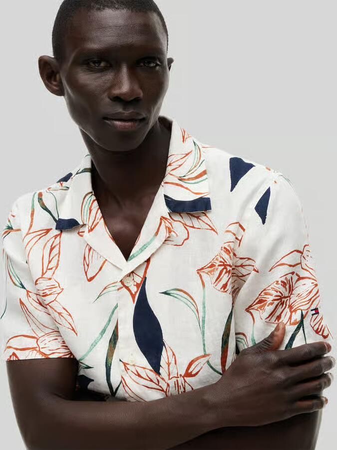 Tommy Hilfiger relaxed fit vrijetijdsoverhemd van puur linnen