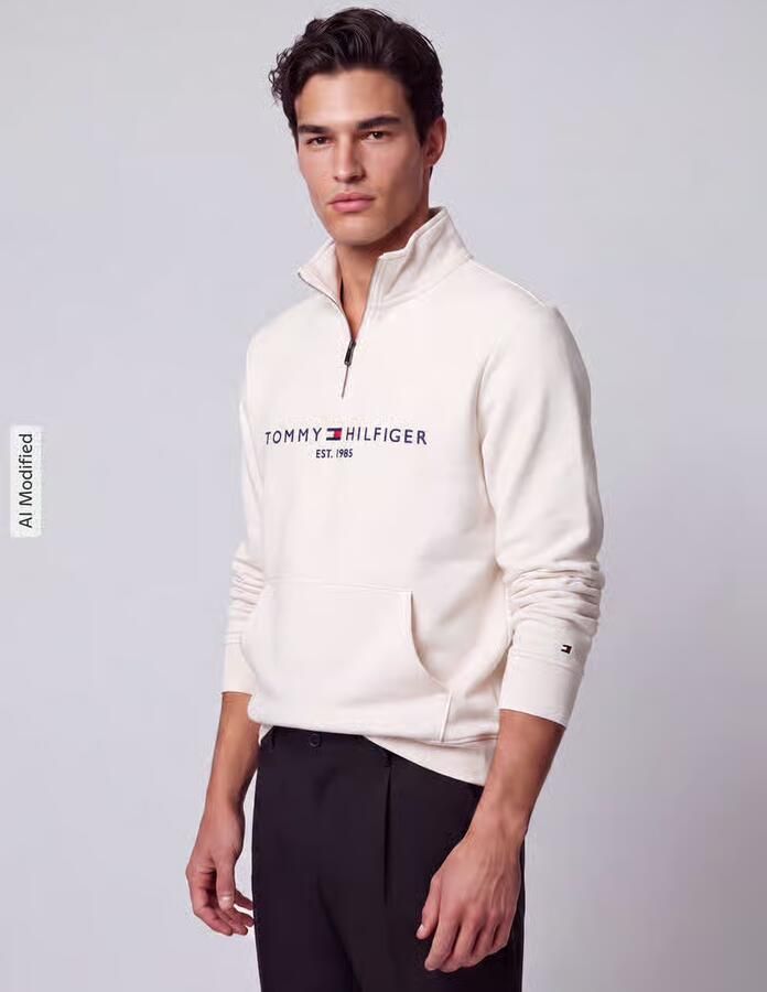 Tommy Hilfiger Schipperstrui met logo-opschrift en kangoeroezak - Foto 2