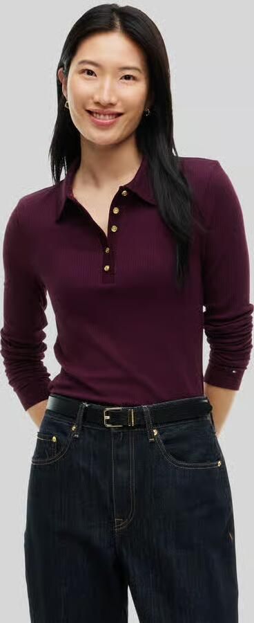 Tommy Hilfiger Shirt met lange mouwen met ribstructuur model 'D-POLO-1 1' - Foto 3