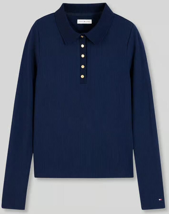 Tommy Hilfiger Shirt met lange mouwen met ribstructuur model 'D-POLO-1 1'