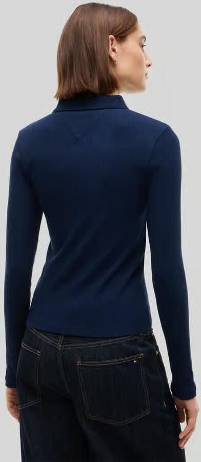 Tommy Hilfiger Shirt met lange mouwen met ribstructuur model 'D-POLO-1 1' - Foto 3