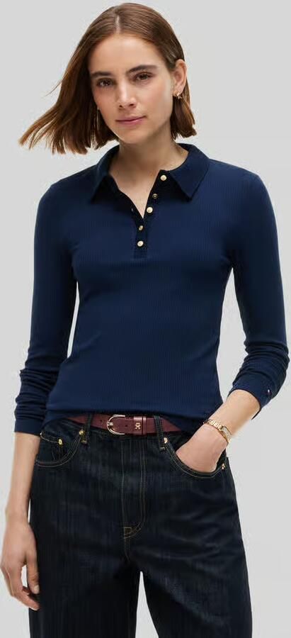 Tommy Hilfiger Shirt met lange mouwen met ribstructuur model 'D-POLO-1 1' - Foto 2