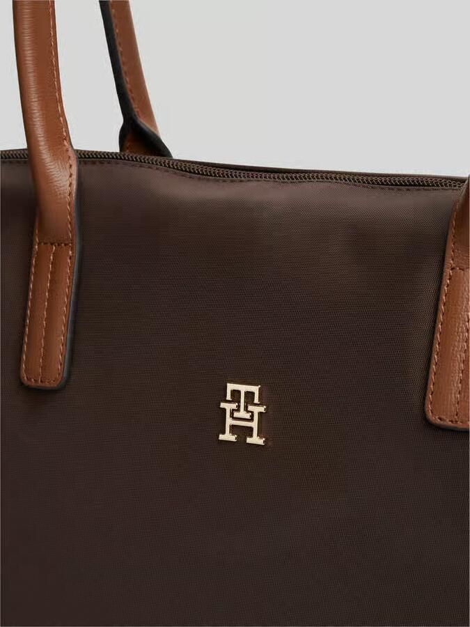 Tommy Hilfiger shopper van nylon met garnering van echt leer