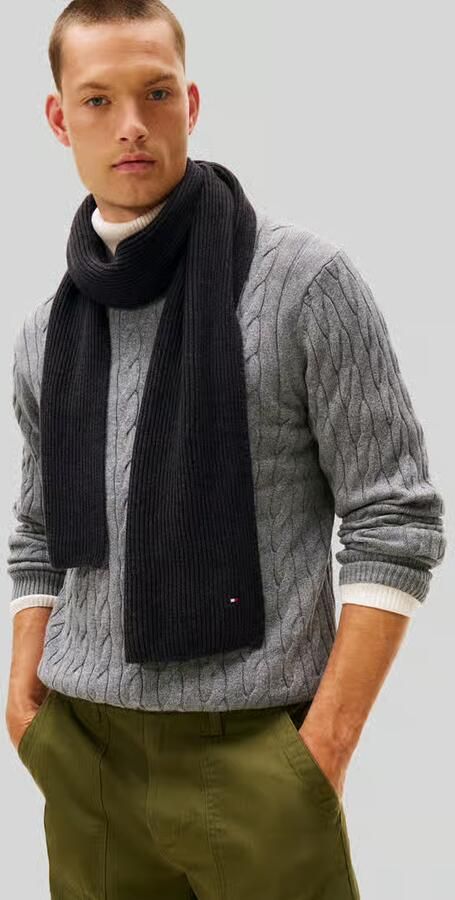 Tommy Hilfiger Gebreide sjaal TH FLAG PIMA COTTON CASH SCARF met logo-borduring met kasjmiergehalte unisex - Foto 11