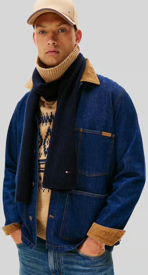 Tommy Hilfiger Gebreide sjaal TH FLAG PIMA COTTON CASH SCARF met logo-borduring met kasjmiergehalte unisex - Foto 6