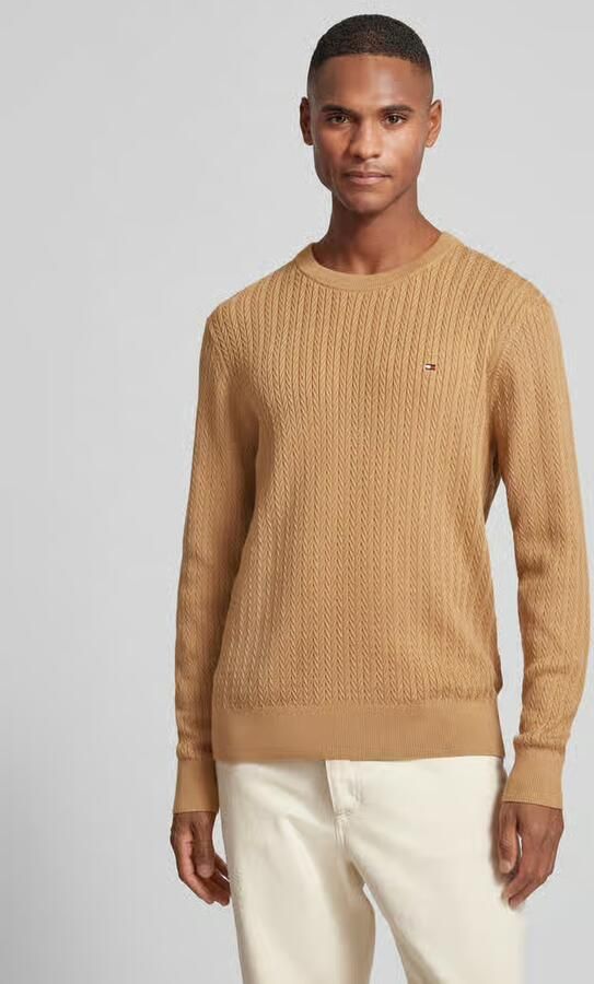 Tommy Hilfiger Bruine Crewneck Sweater Visgraatpatroon Brown Heren - Foto 4