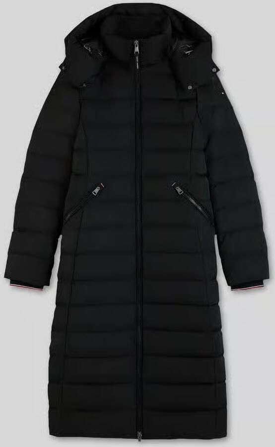 Tommy Hilfiger Slim Fit lange donsjas met stormboeien