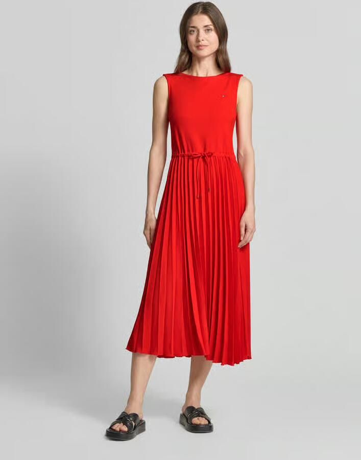Tommy Hilfiger slim fit midi-jurk van viscosemix - Foto 2