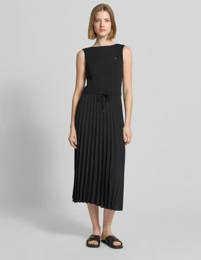 Tommy Hilfiger slim fit midi-jurk van viscosemix - Foto 3