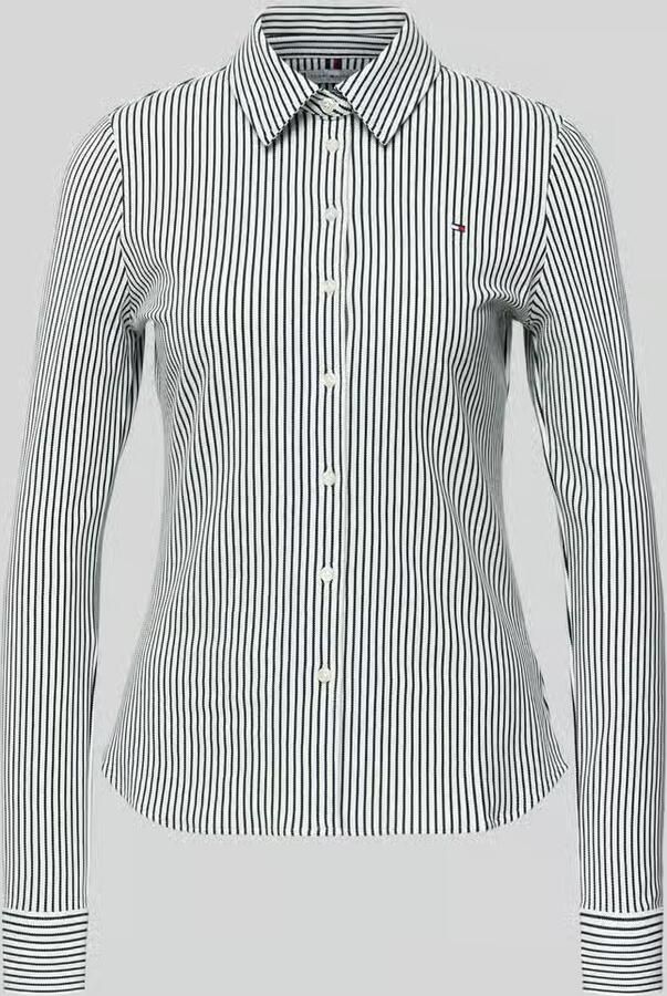 Tommy Hilfiger Slim fit overhemdblouse van katoenmix