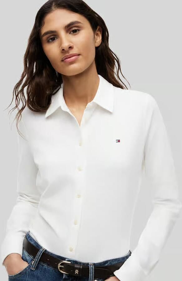 Tommy Hilfiger Poloshirt 1985 SLIM PIQUE BTN DOWN LS met polokraag en label