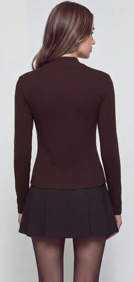 TOMMY HILFIGER Dames Truien & Vesten Slim Cody Mock-nk Ls Tee Bruin - Foto 9