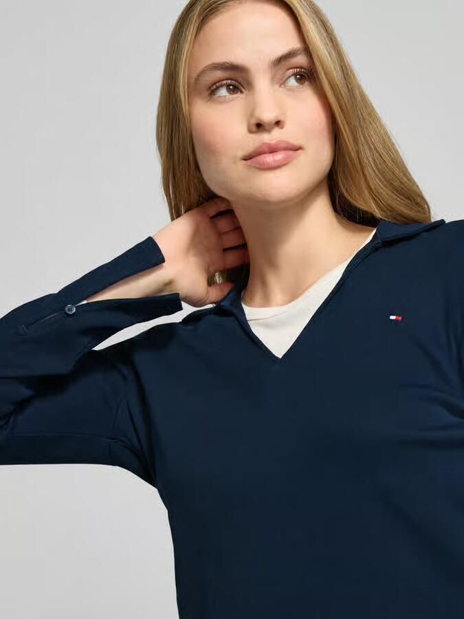 Tommy Hilfiger Slim fit shirt met lange mouwen van puur katoen met polokraag