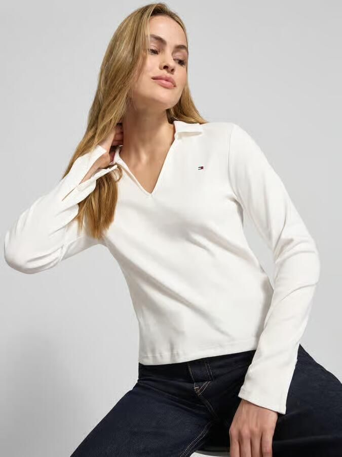 Tommy Hilfiger Slim fit shirt met lange mouwen van puur katoen met polokraag