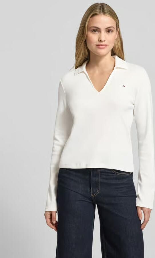 Tommy Hilfiger Slim fit shirt met lange mouwen van puur katoen met polokraag - Foto 4
