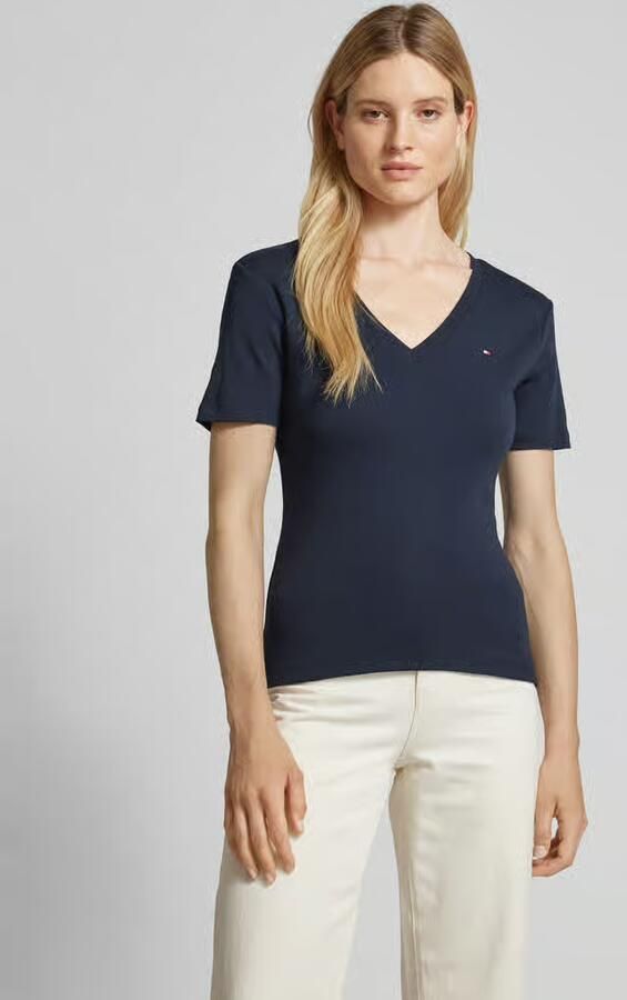 TOMMY HILFIGER Dames Tops & T-shirts New Slim Cody V-nk Ss Donkerblauw - Foto 7