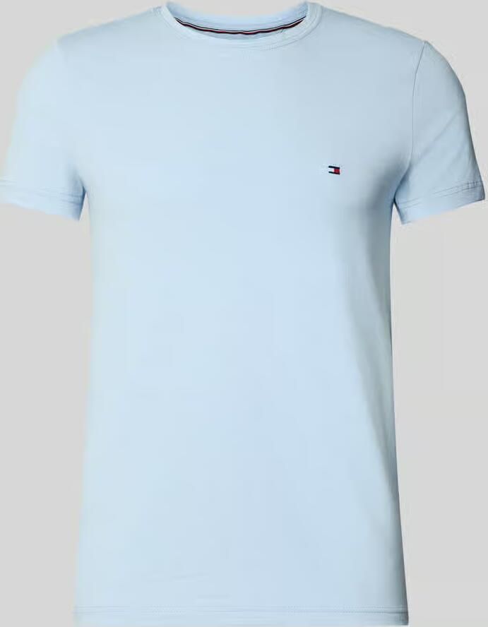 Tommy Hilfiger Slim fit T-shirt van een mix van katoen en elastaan