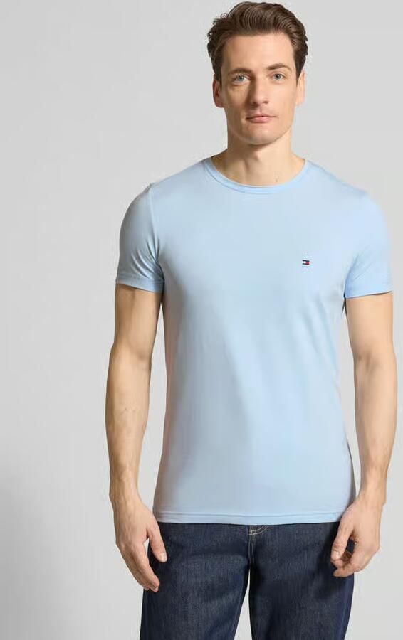Tommy Hilfiger Slim fit T-shirt van een mix van katoen en elastaan - Foto 4