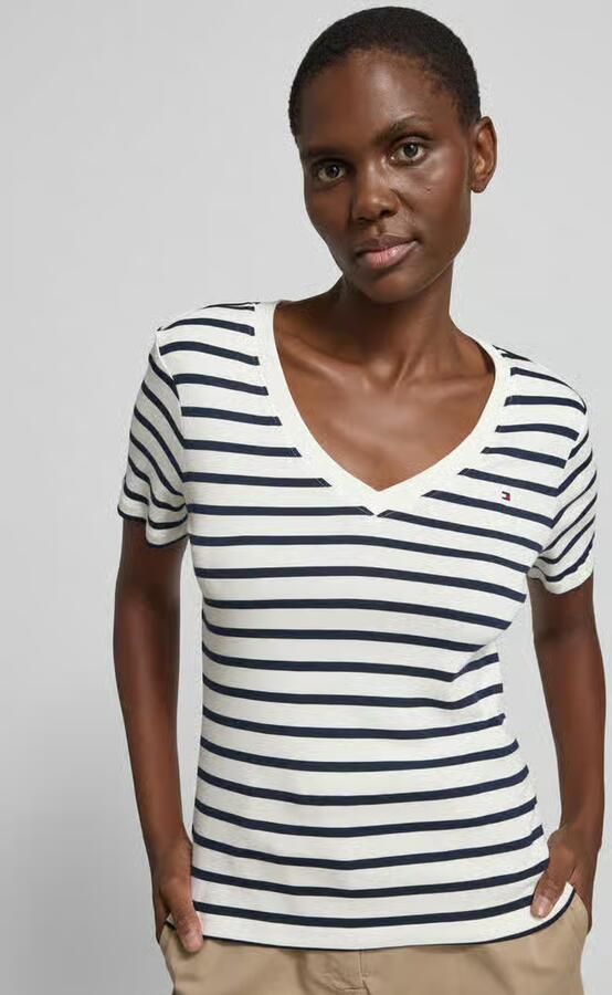 TOMMY HILFIGER Dames Tops & T-shirts Slim Cody V-nk Wit - Foto 5