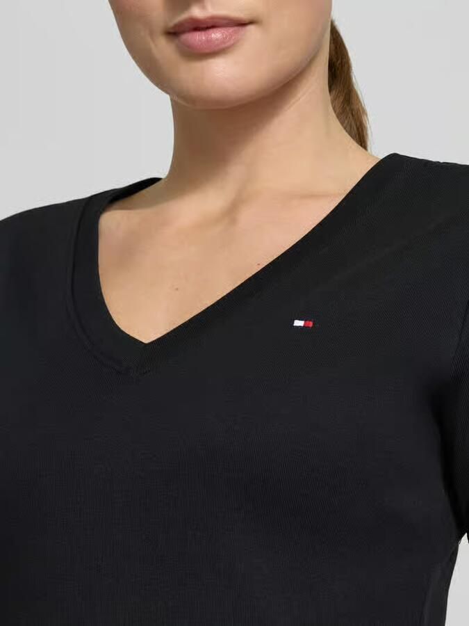 TOMMY HILFIGER Dames Tops & T-shirts New Slim Cody V-neck Ss Zwart - Foto 11