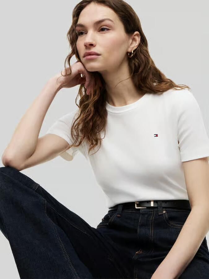 TOMMY HILFIGER Dames Tops & T-shirts Slim Cody C-nk Ss Wit - Foto 10