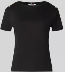 TOMMY HILFIGER Dames Tops & T-shirts Gold Button Slim Ss Tee Zwart - Foto 8