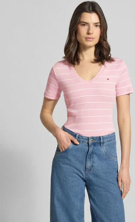 TOMMY HILFIGER Dames Tops & T-shirts Slim Cody V-nk Roze - Foto 7