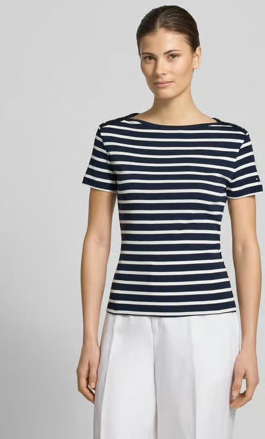 TOMMY HILFIGER Dames Tops & T-shirts Gold Button Slim Ss Tee Multi - Foto 9