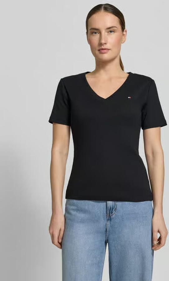 TOMMY HILFIGER Dames Tops & T-shirts New Slim Cody V-neck Ss Zwart - Foto 14