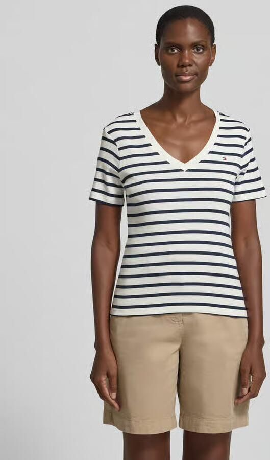 TOMMY HILFIGER Dames Tops & T-shirts Slim Cody V-nk Wit - Foto 8