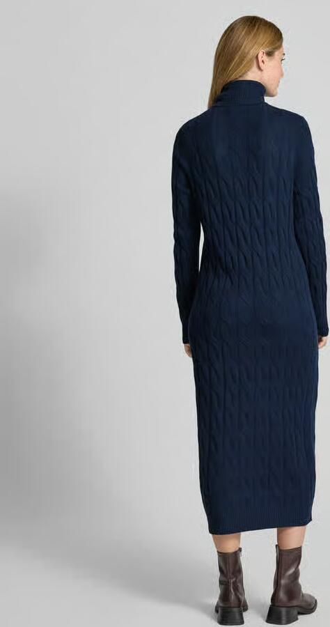 Tommy Hilfiger Gebreide jurk SOFT WOOL CABLE ROLL-NK LS DRESS met kabelpatroon van zuivere wol