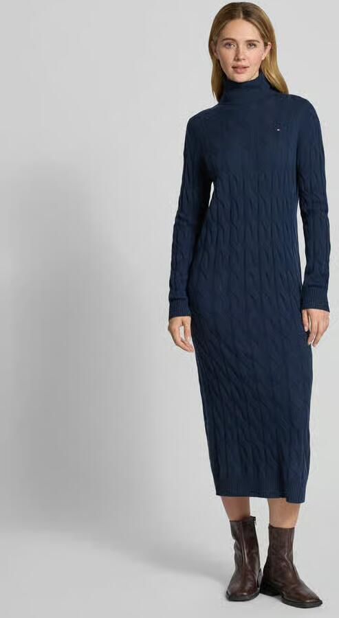 Tommy Hilfiger Gebreide jurk SOFT WOOL CABLE ROLL-NK LS DRESS met kabelpatroon van zuivere wol - Foto 2