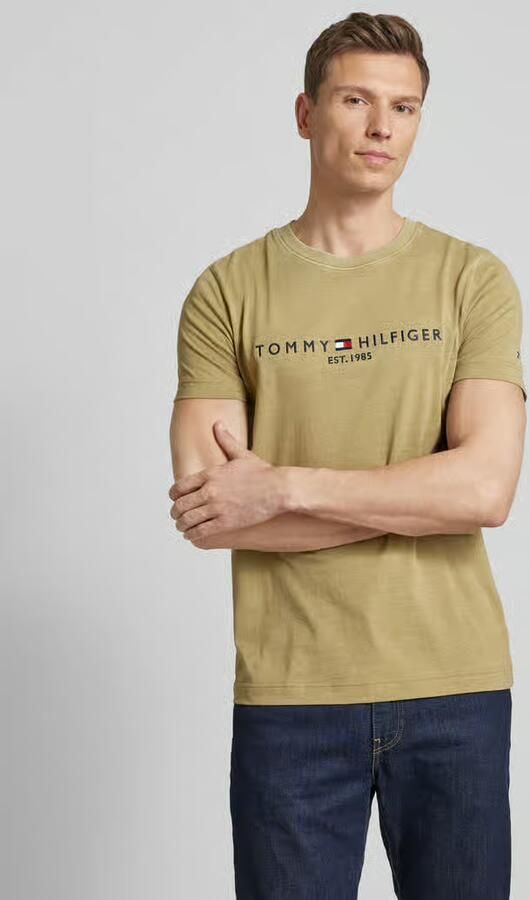 Tommy Hilfiger Heren Logo Tee Garment Dye Green Heren - Foto 6