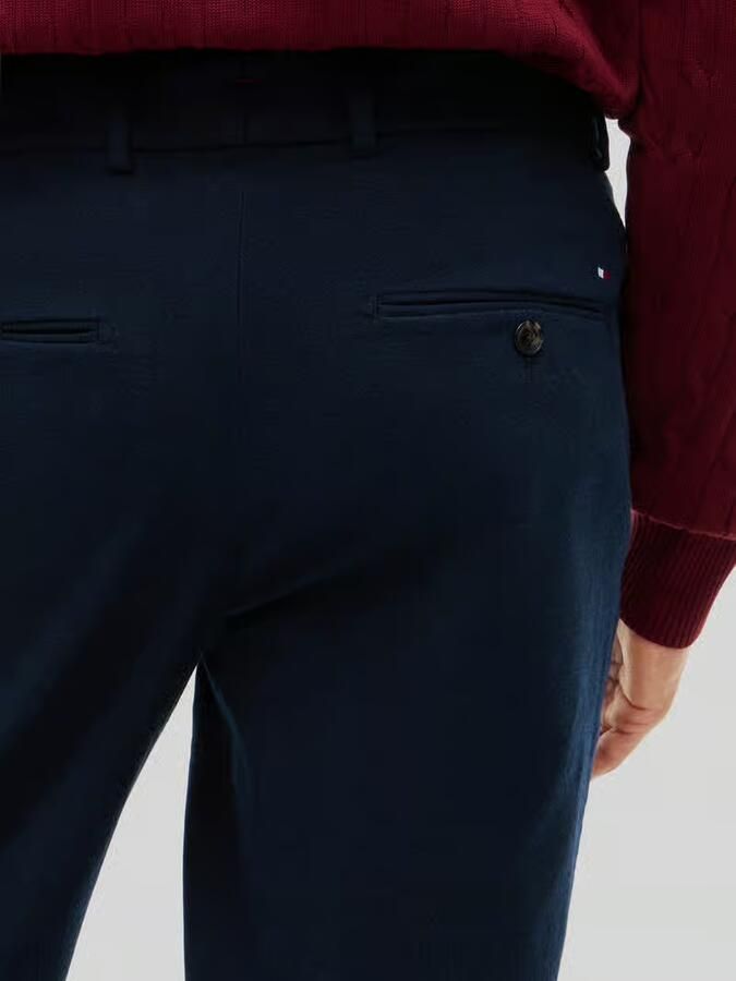 Tommy Hilfiger tapered fit bandplooibroek van katoenmix