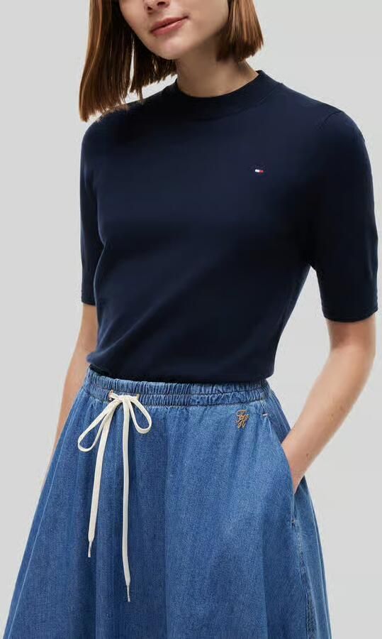 Tommy Hilfiger Uitlopende midi-rok van puur katoen