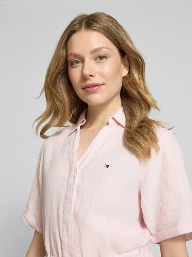 Tommy Hilfiger Uitlopende overhemdjurk van puur linnen