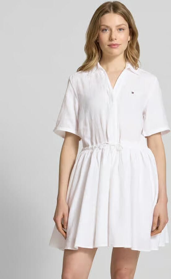 Tommy Hilfiger Jurk met overhemdkraag ESS LINEN S S SHORT DRESS met tunnelkoord in de taille met rugplooi koel premium linnen - Foto 3