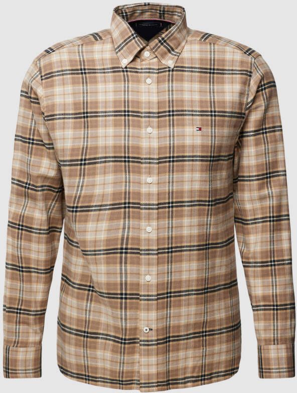 Tommy Hilfiger Geborstelde Tommy Tartan Overhemd met Lange Mouwen Brown Heren