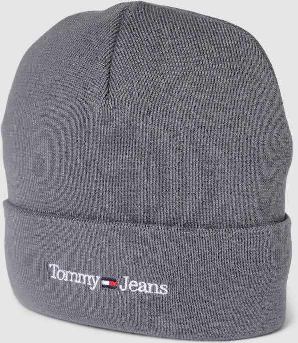 Tommy Jeans Geborduurde Logo Beanie Gris Gray Heren