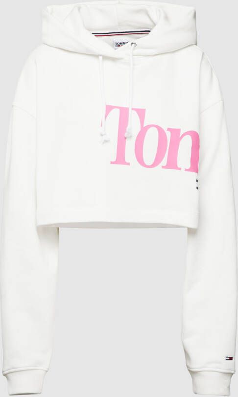 Tommy Jeans Cropped hoodie met labelprint model 'SUPER CROP BOLD TOMMY'