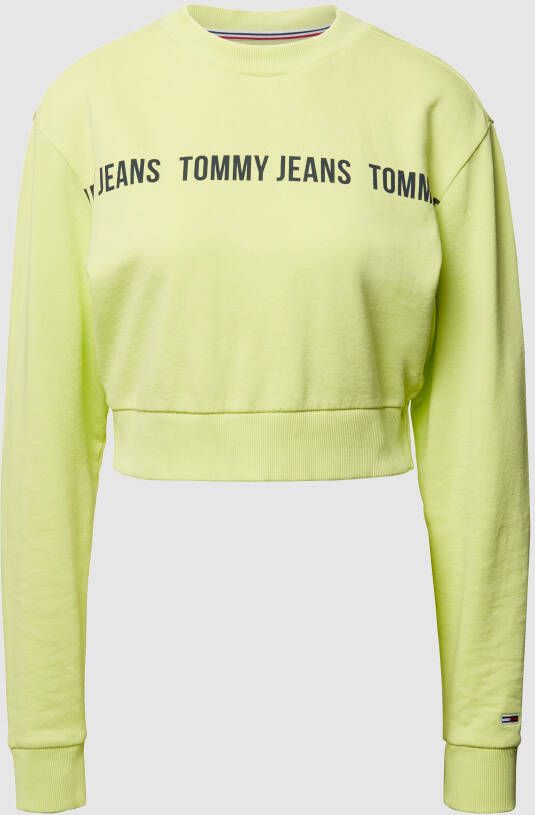 Tommy hilfiger korte regular cropped sweater limegroengeel