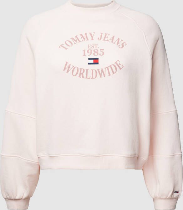 Tommy Jeans Curve PLUS SIZE sweatshirt met labelprint model 'WORLDWIDE'