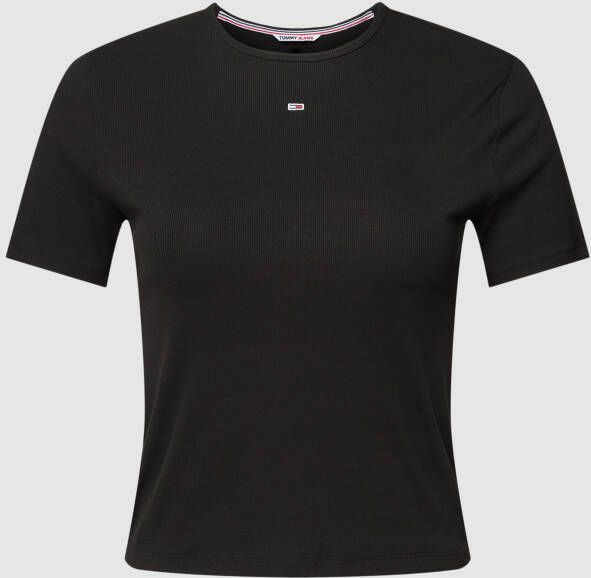 Tommy Jeans Curve Shirt met ronde hals TJW CRV BBY ESSENTIAL RIB SS PLUS SIZE CURVE met geborduurd Tommy Jeans logo (1-delig)