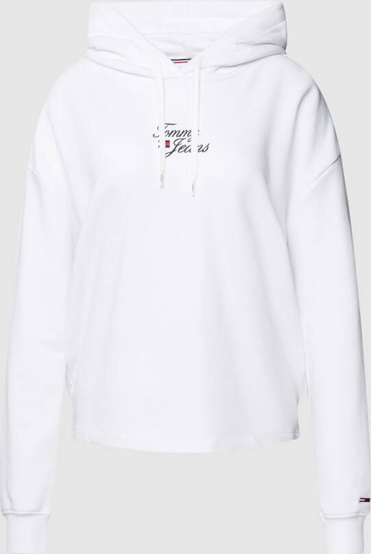 Tommy Hilfiger Essential Logo Hoodie in Wit White Dames