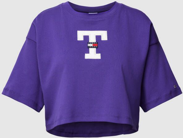 Tommy Jeans Kort T-shirt met labelpatch model 'LETTERMAN'